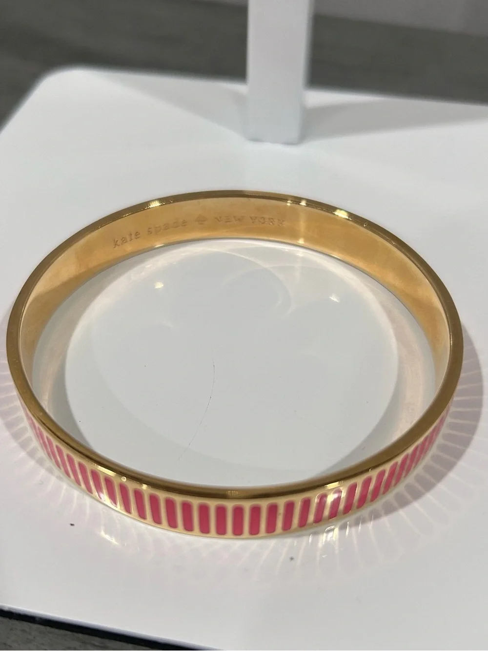 Kate Spade Gold-Tone Pink Enamel Bangle Bracelet